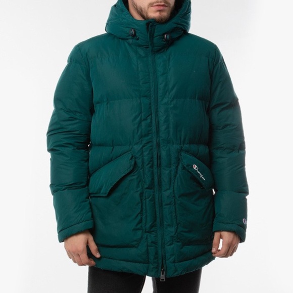 Champion Green Hooded Winter Puffer Coat Men's Small New $365 - Picture 3 of 12